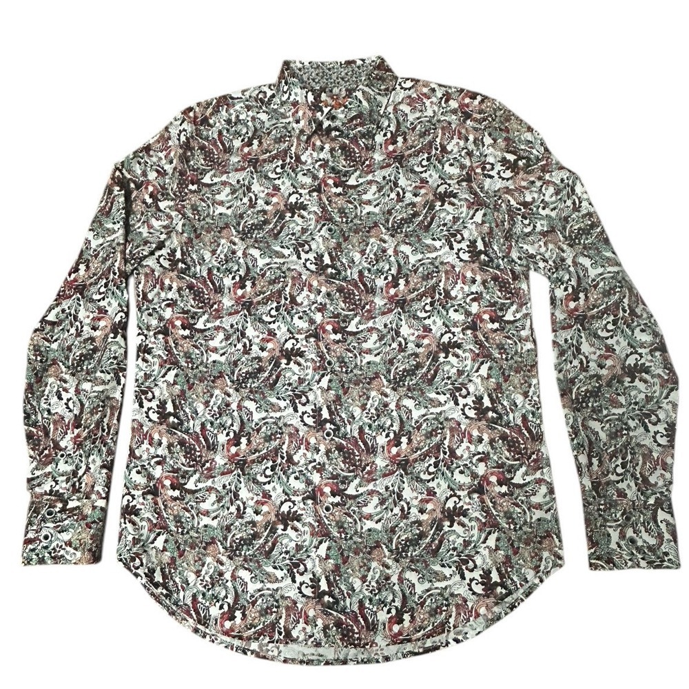 Robert Graham Men's Kuna Multicolor Paisley Long Sleeve Shirt Sz S Flip Cuff
